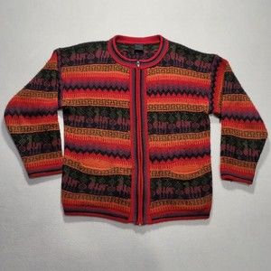 Alpatex 100% Alpaca womens Large 40" chest full zip cardigan sweater  pockets